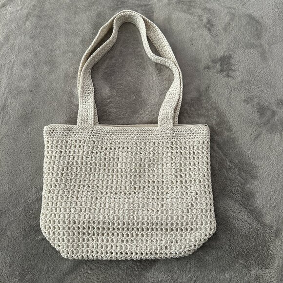 The Sak Casual Classics Crochet Tote Bag Cream White Silver Purse Handbag - Picture 1 of 6